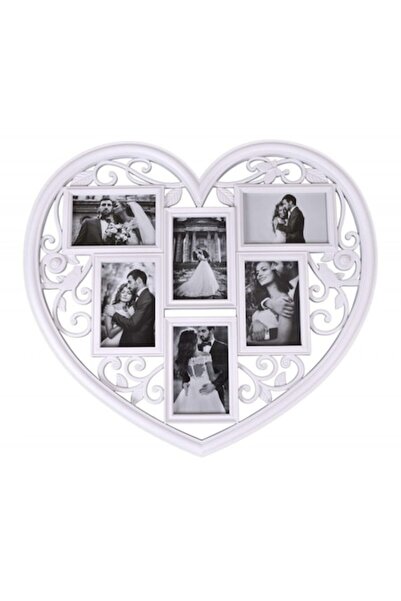 Palmonix Breva Photo Frame Collage 6 Photos, Heart Shape, Color White