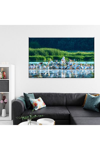 RsStyle Print Canvas Painting - Elegance on the Waters - Swan under the Dramatic Sky, 120x80cm