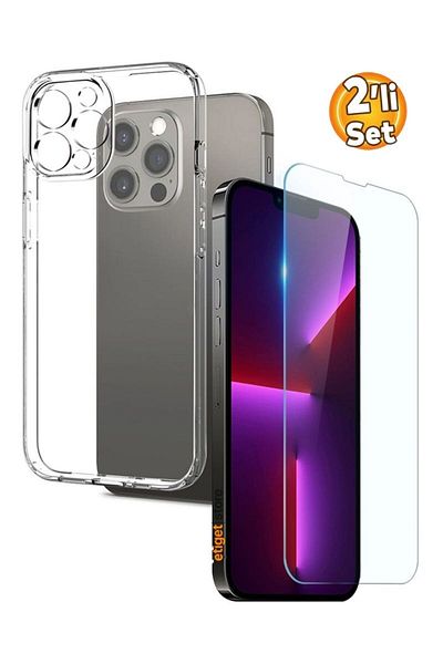 Etiget مجموعة حافظة شفافة لهاتف iPhone 13 Pro Max + واقي شاشة زجاجي