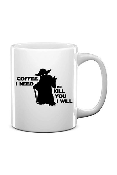 RsStyle Print Personalized Mug with Text - I need coffee, Ceramic, 350ml