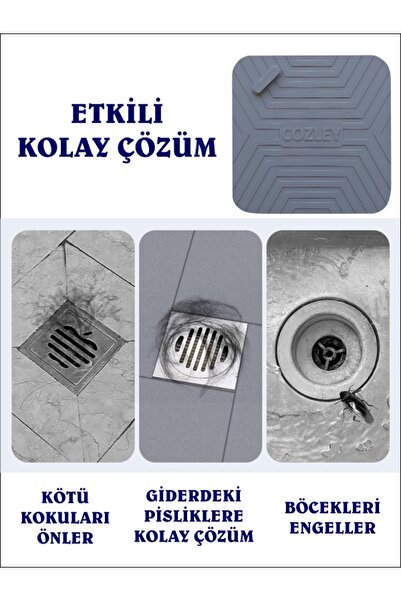 COZLEY Kötü Koku Önleyici Set Silikon Mat ve Mango Kokulu Lavabo Koku Giderici Süzgeç Evye Süzgeci