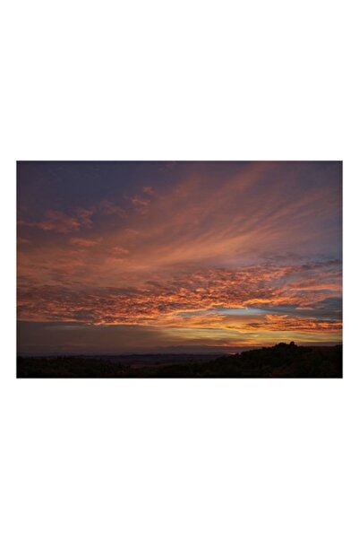 OEM Tablou Canvas, 'Cerul in amurg de toamna', Apus, Cer, Nor, Culori, Lumina, Orizont, Seara, Natura, P