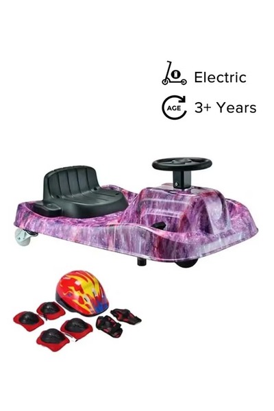 rexa سيارة كهربائية دوارة 360 درجة للأطفال - أرجواني 85x58.5x31 سم