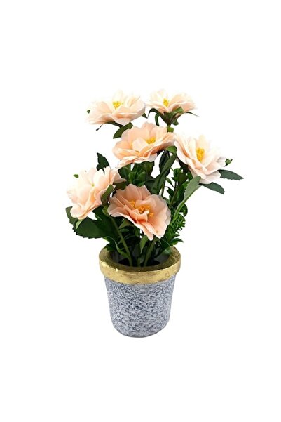 OEM Ghiveci ceramic cu crizantemă din plastic, roz pal, 13x25 cm