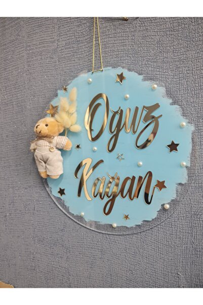 buketiket Dekoratif Boyalı Pleksi Ayıcıklı Hastane Yenidoğan Çocuk Bebek Odası Kapı Süsü