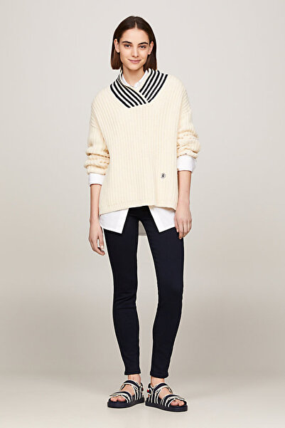 Tommy Hilfiger Kadın TH Flex COMO Yüksek Bel Skinny Jeans - Lacivert