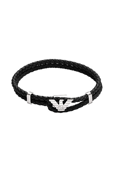 Emporio Armani Schwarzes Lederarmband EGS3237040