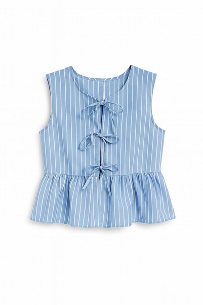 HAKKE Ριγέ μπλούζα με λεπτομέρεια με δέσιμο μπροστά