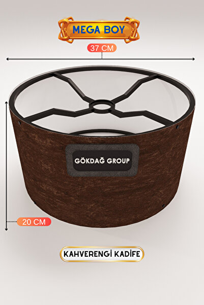 GÖKDAĞ GROUP Kahverengi Kadife Lambader Başlığı 37 CM Mega Boy Pratik Kurulum