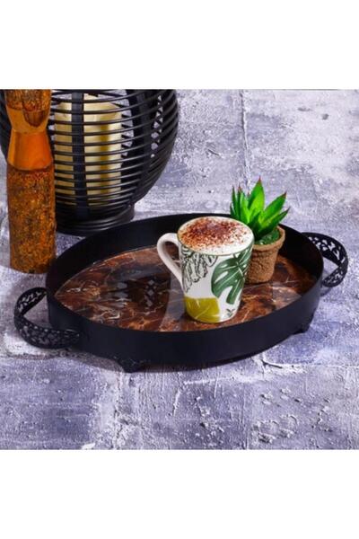 Kosova 1994-50 Medium Black Oval Dark Brown Tray 35 cm