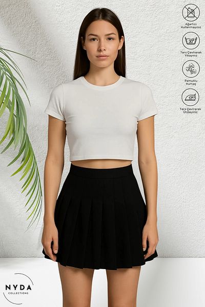 Nyda Collections Fusta mini plisată de damă