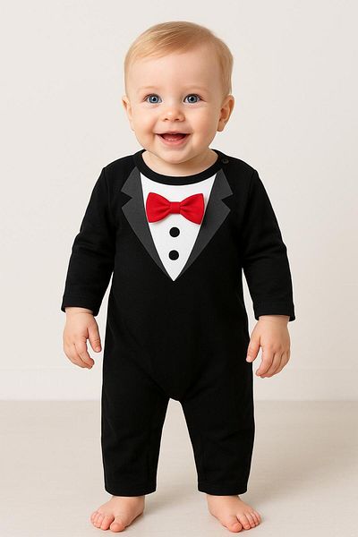 nevrankids Bow Tie Double Breasted Printed Elite Jumpsuit