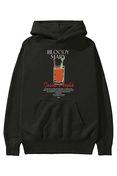 Ankhises Bloody Mary Cocktail Hanorac cu glugă imprimat în față Hanorac oversize pentru bărbați și femei