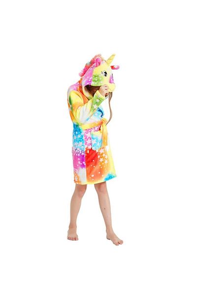 zzz sleep good sleeping !!! Halate de baie pentru copii, model cu Unicorn, in nuante de galben