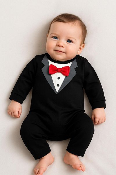 nevrankids Bow Tie Double Breasted Printed Elite Jumpsuit