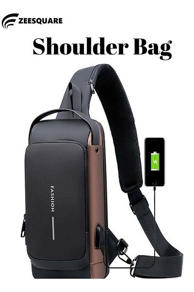 ZeeSquare Shoulder Bag USB Charging Sport Anti-theft Backpack Travel Waterproof Bag
