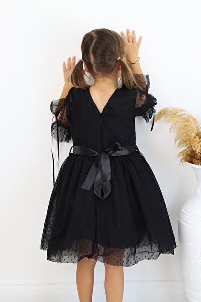 Şenkız Φόρεμα για κορίτσια με λεπτομέρεια με κορδέλα στα μανίκια, μοντέλο Princess