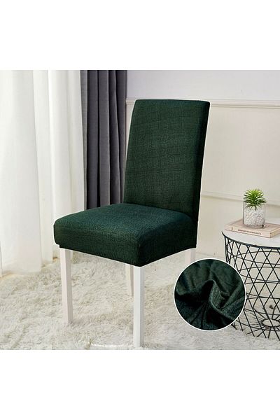 trendyhome Set of 6 Elastic Chair Covers, Elastic Cotton, UNI, Green, J11232