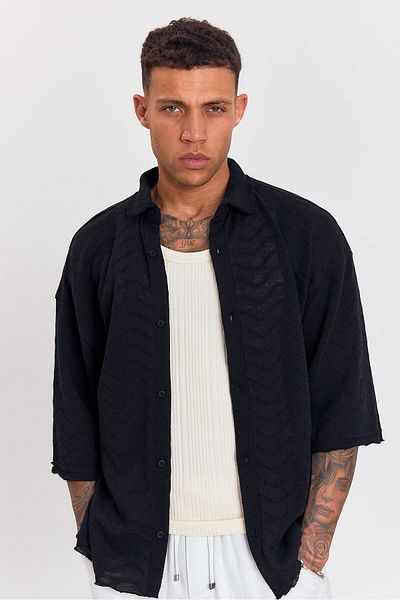 Weyeze Cămașă oversize cu mâneci săraci cu model 19187WYZ