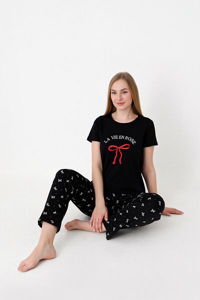 NBB Set pijamale de damă cu mâneci scurte cu decolteu 100% bumbac