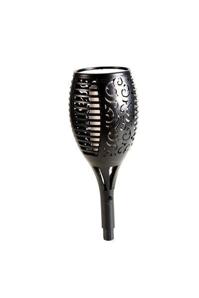 KlaussTech Lanternă solară LED cu efect de flacără, neagră