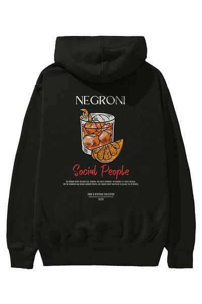 Ankhises Negroni Cocktail Back Printed Hoodie Oversize Hooded Sweatshirt Men Women