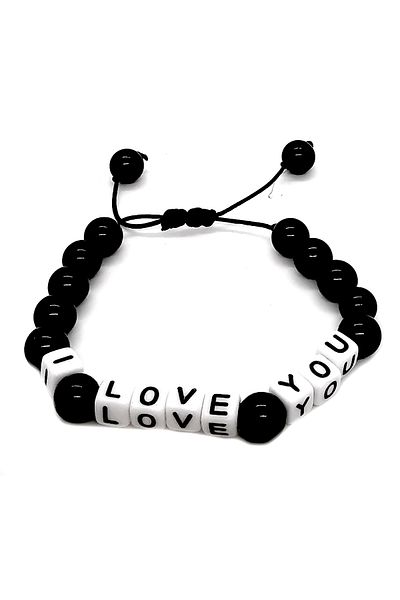 OEM Bratara reglabila din onix cu mesaj I love you