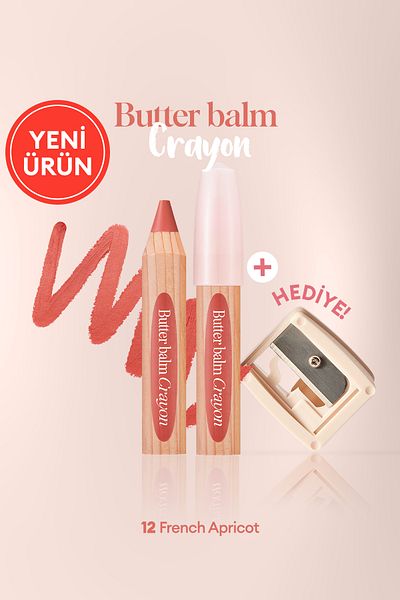CLIO Creamy, Pen Shaped Colored Lip Balm & Sharpener Butter Balm Crayon 012 French Apricot