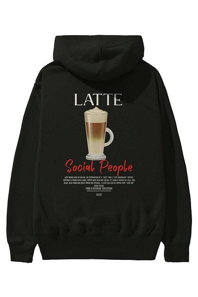 Ankhises Latte Cocktail Back Printed Hoodie Oversize Hooded Sweatshirt Men Women