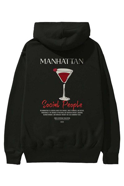 Ankhises Manhattan Cocktail Back Printed Hoodie Oversize Hooded Sweatshirt Men Women