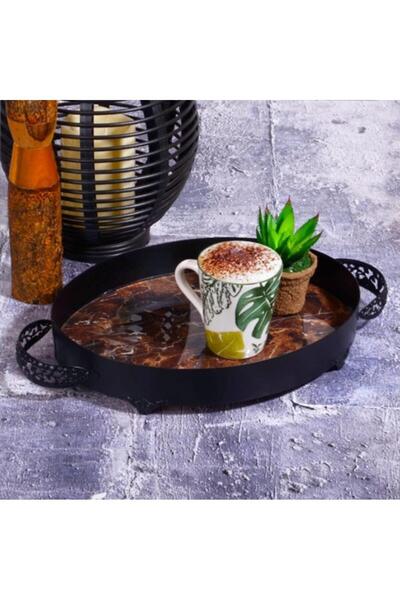Kosova 1994-50 Medium Black Oval Dark Brown Tray 35 cm