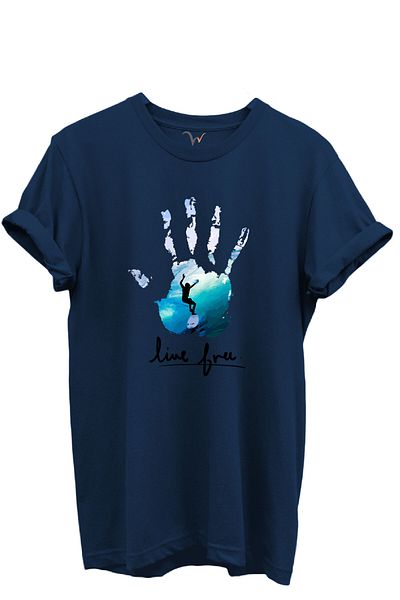 WİDİ Tricou unisex cu croiala normală, 100% bumbac, scris Live Free și imprimat manual