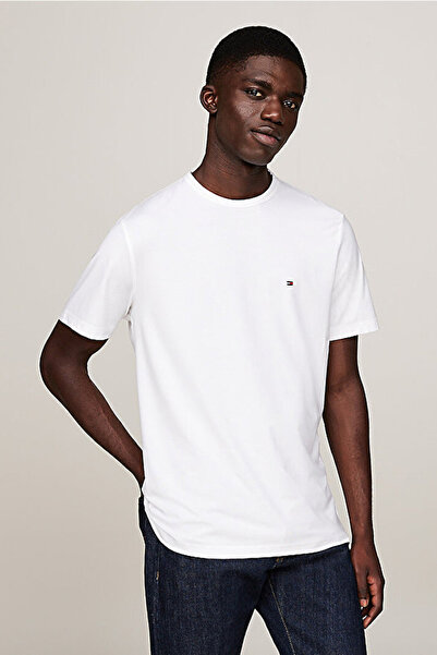 Tommy Hilfiger Erkek Regular Fit Esnek Teknik Kumaş T-Shirt - Beyaz