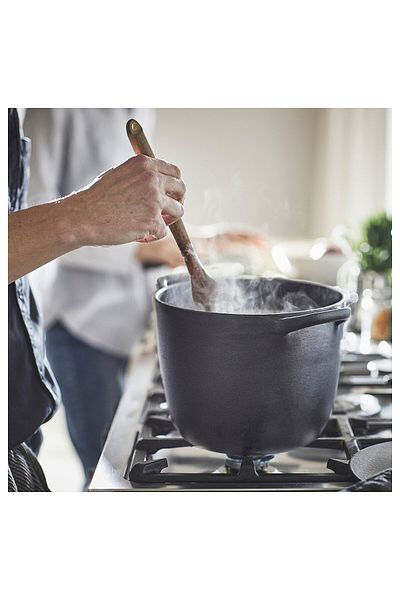 IKEA VARDAGEN Pot with Lid, Matte Enamel Cast Iron, Black, 5L