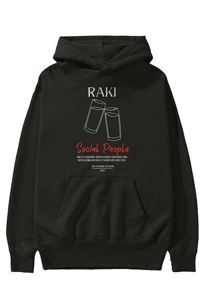 Ankhises Raki Cocktail Front Printed Hoodie Oversize Hooded Sweatshirt Men Women