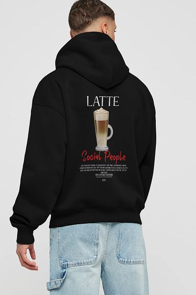 Ankhises Latte Cocktail Back Printed Hoodie Oversize Hooded Sweatshirt Men Women