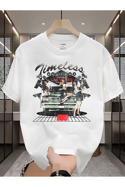 PARUNIV Men's T-shirt, PALM Springs Las Vegas, Classic Regular Fit, 100% Cotton, Vegan Approved