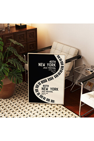 ARTHOUSECOLLECTIVE Piano Poster - New York Jazz Festival , Music Poster - Table Sizes Frameless Poster