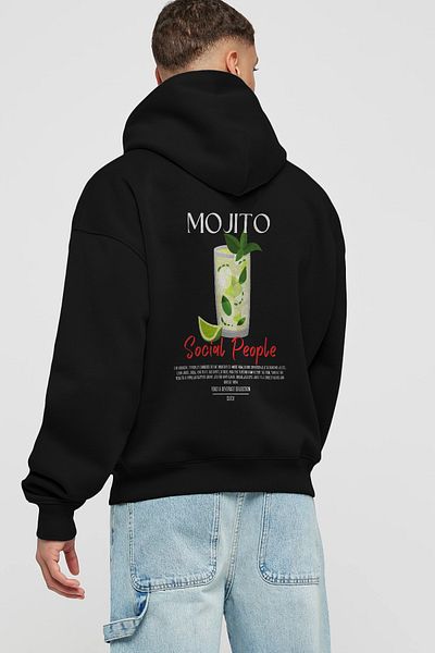 Ankhises Mojito Cocktail Back Printed Hoodie Oversize Hooded Sweatshirt Men Women