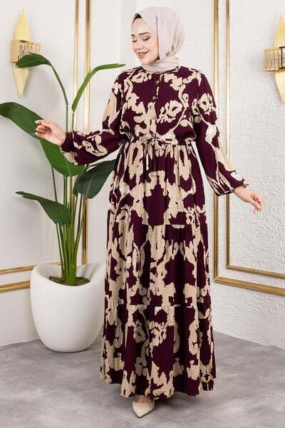 SGS Mina Patterned Hijab Dress Murdum