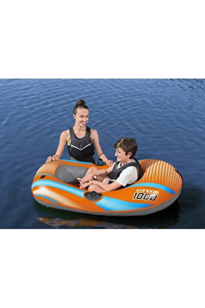 BESTWAY Inflatable River Raft Boat with Manual Air Pump – 185 x 97 cm Portable Watercraft