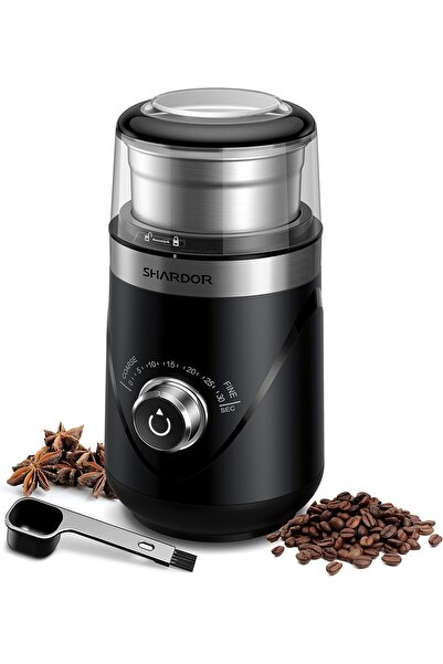 SHARDOR Adjustable Electric Coffee Grinder (Removable Stainless Steel Cup, Bl...