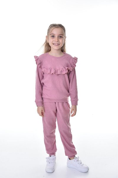 ruhaay Cotton Long Sleeve Girls' Bottom Top Set with Ruffle Detail on the Front and Sleeves