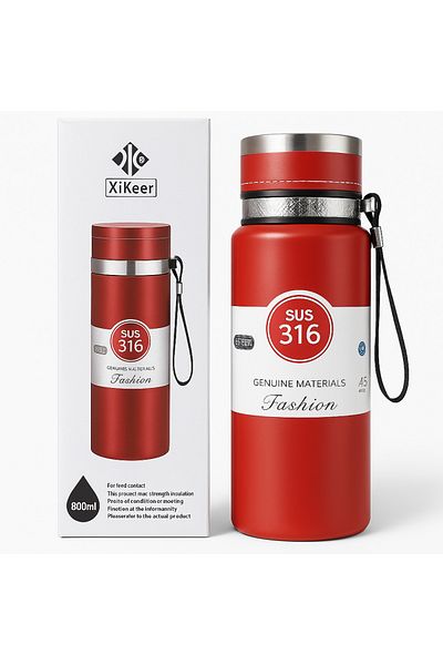 TSUMAB XiKeer SUS 316 Stainless Steel Thermos Bottle – 800ml (Red)