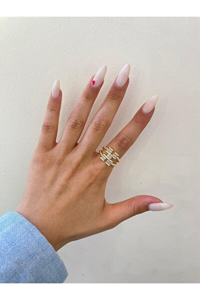 MyladyAccessoriess خاتم فولاذي بتفاصيل حجر الرغيف الفرنسي