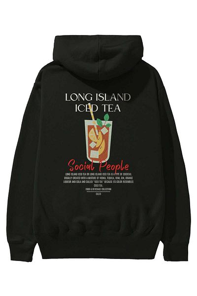 Ankhises Long Island Iced Tea Cocktail Back Printed Hoodie Oversize Hooded Sweatshirt Men Women