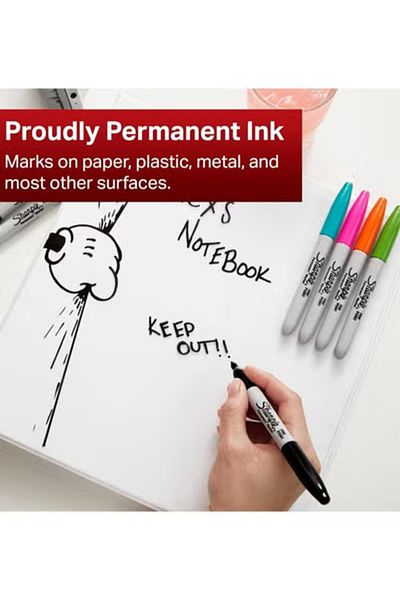Sharpie مجموعة أقلام تحديد دائمة نيون متعددة الألوان، مكونة من 4 قطع