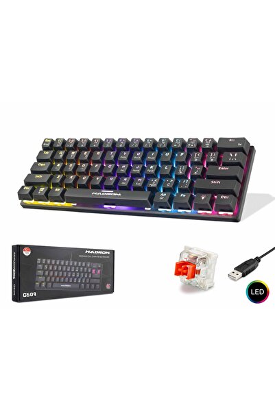 MASLİNG Trol blue Switch Mini Rgb Oyun Klavyesi Gaming Mekanik 62 Tuşlu 18 Rg...