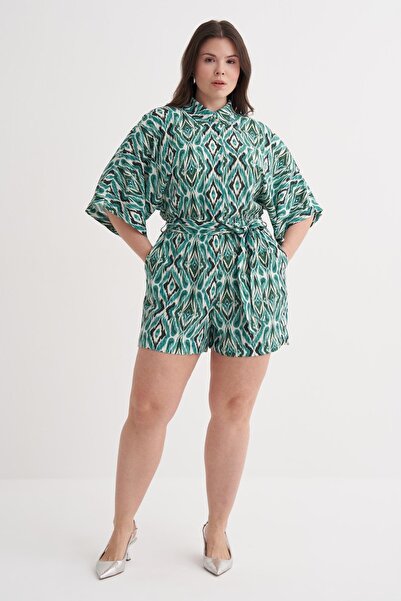 MYLİNE Beli Lastikli Kuşaklı Kısa Tulum