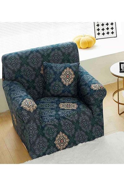 trendyhome Elastic Armchair Cover, Elastic Cotton, Turquoise, J14801